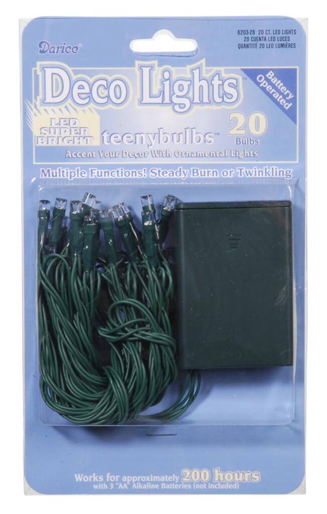 Deco Lights Battery Operated String 20 Multicolor Teeny Bulbs Img